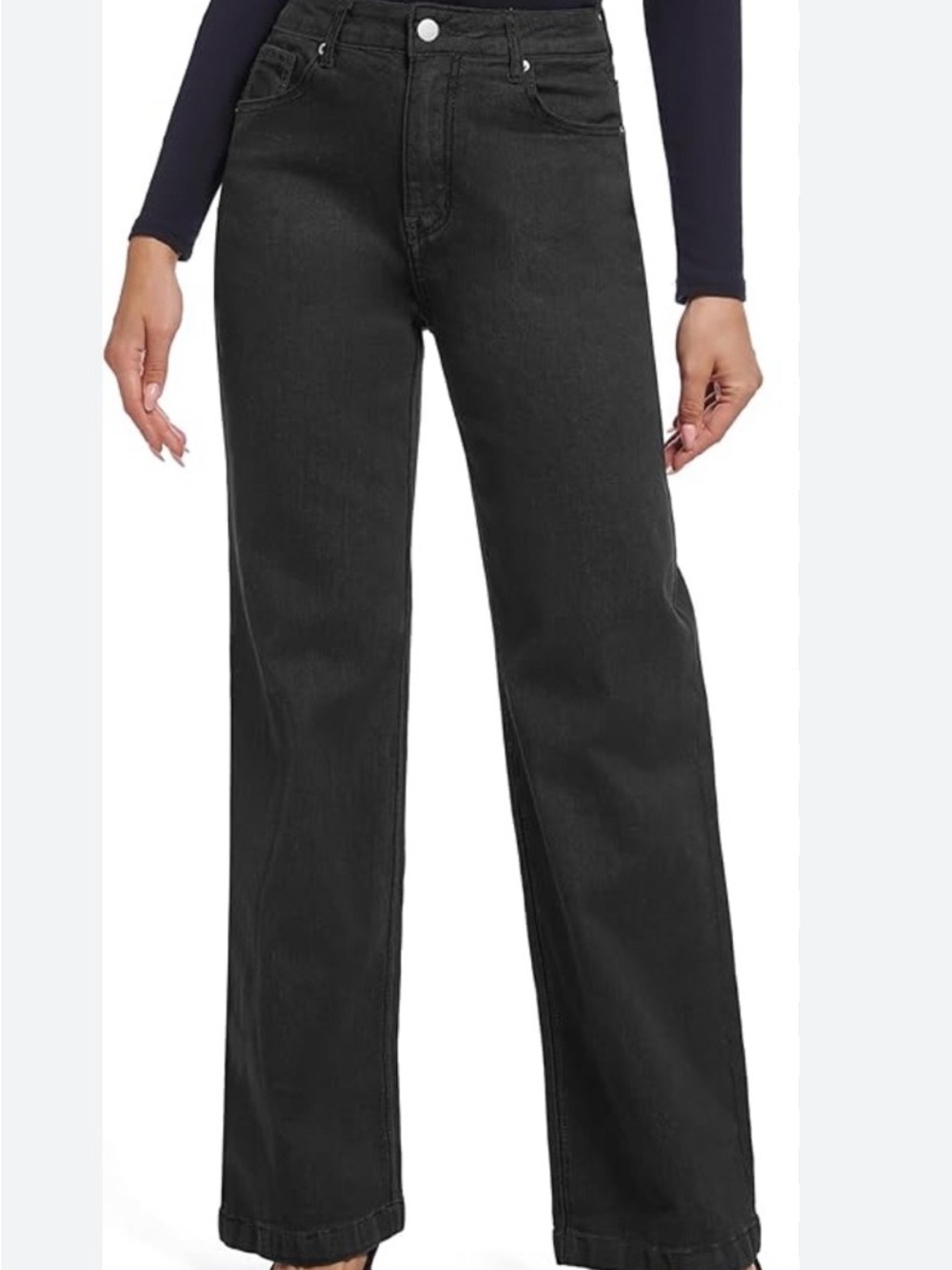Elleto Black Wide Leg Jeans Women’s XS High Rise Denim